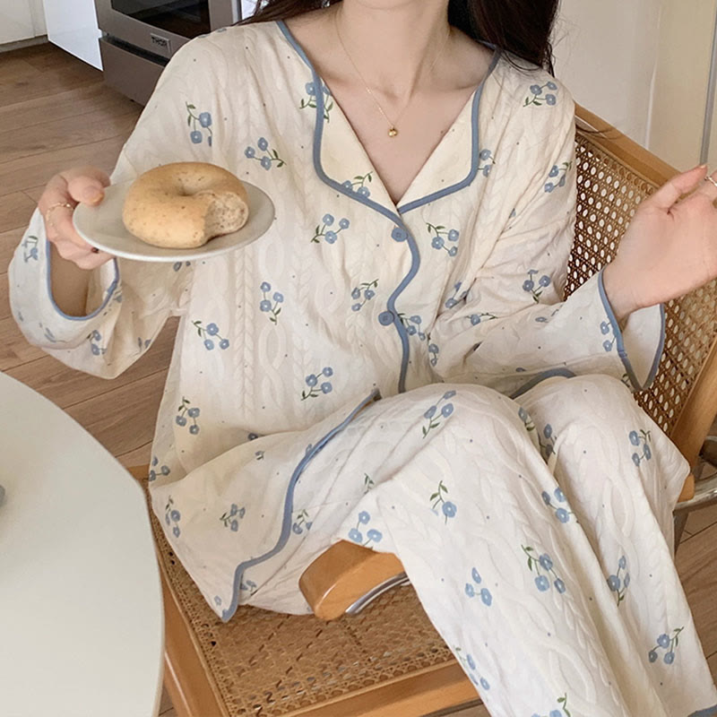 Ensemble pyjama chemise à manches longues et pantalon dessin animé Kawaii