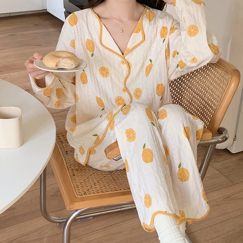 Ensemble pyjama chemise à manches longues et pantalon dessin animé Kawaii