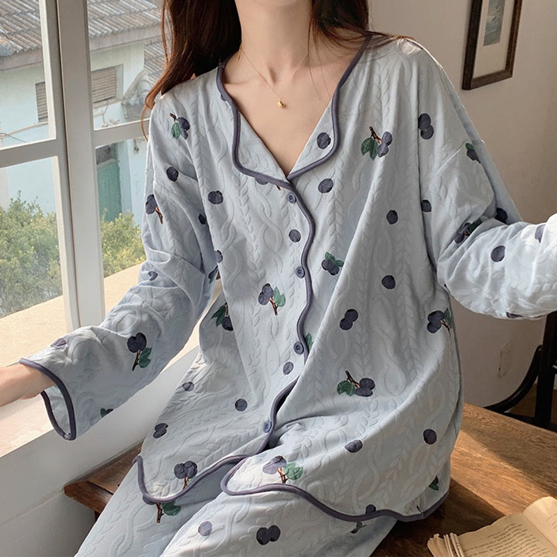 Ensemble pyjama chemise à manches longues et pantalon dessin animé Kawaii