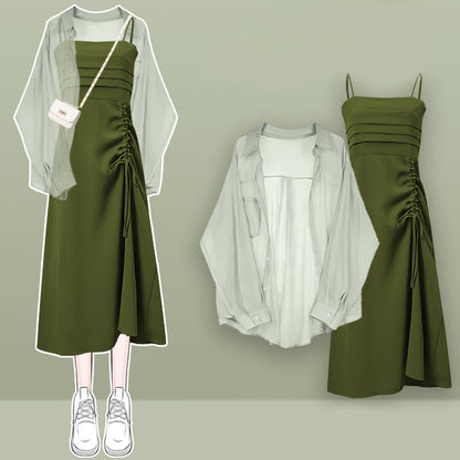 Backless Cardigan Chic Suspender Dress