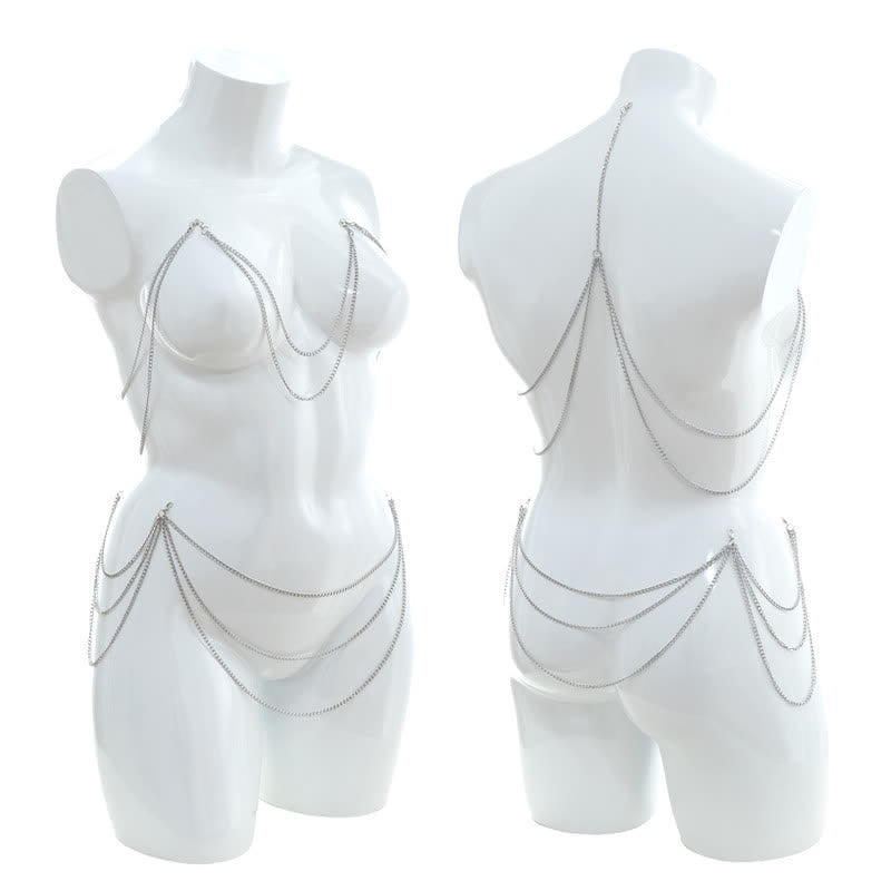 Hollow Fishtail Chain Sexy Dress⁠ Backless Out Halter