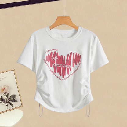 Pants Cargo Heart Cartoon Pink T-shirt