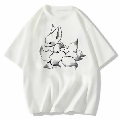 Casual Pants Print Ripped Cartoon T-shirt