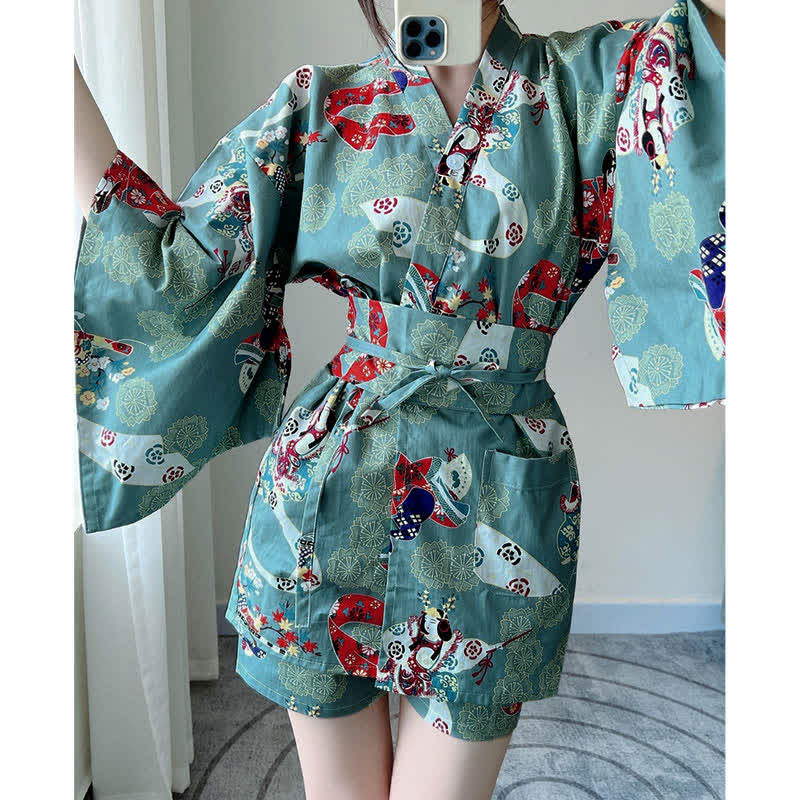 Pyjama à imprimé floral bleu vintage pour couple