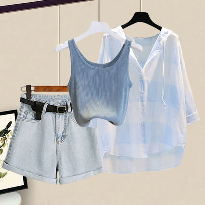 Cami Pure Sweet Cardigan Color Top Shorts