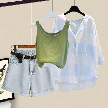 Cami Pure Sweet Cardigan Color Top Shorts