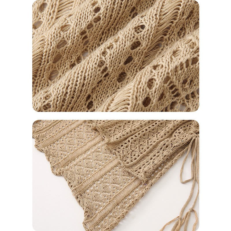 Two Pieces Slip Hollow Out Dress Coverup Lace-up