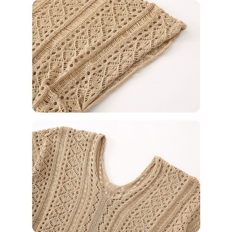 Two Pieces Slip Hollow Out Dress Coverup Lace-up