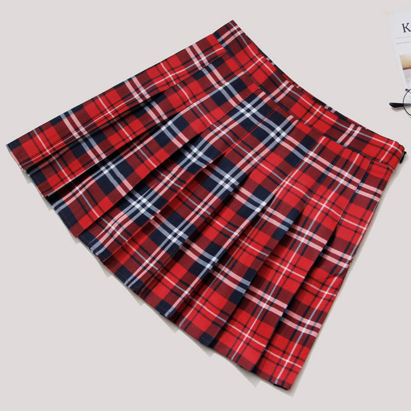 Plaid High Waist Casual Pleated Skirt