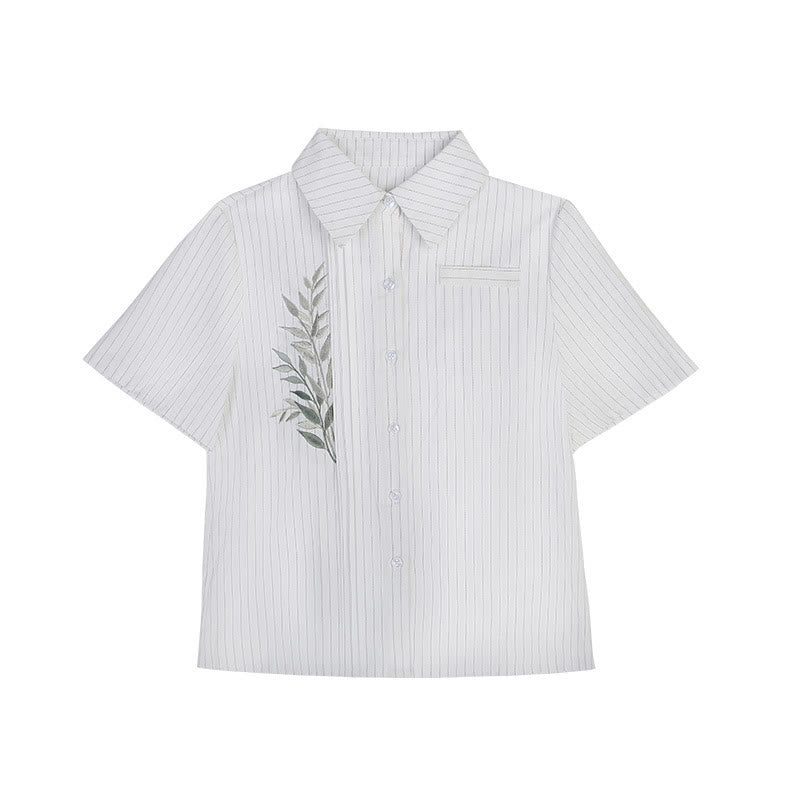 Chemise à imprimé feuilles et jupe taille haute