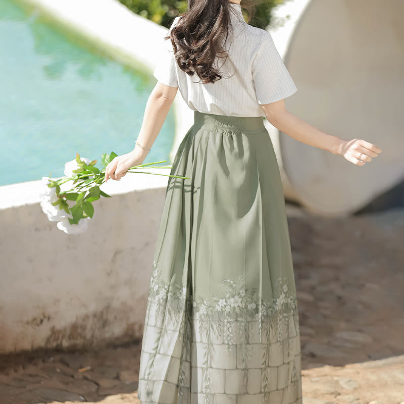 Chemise à imprimé feuilles et jupe taille haute