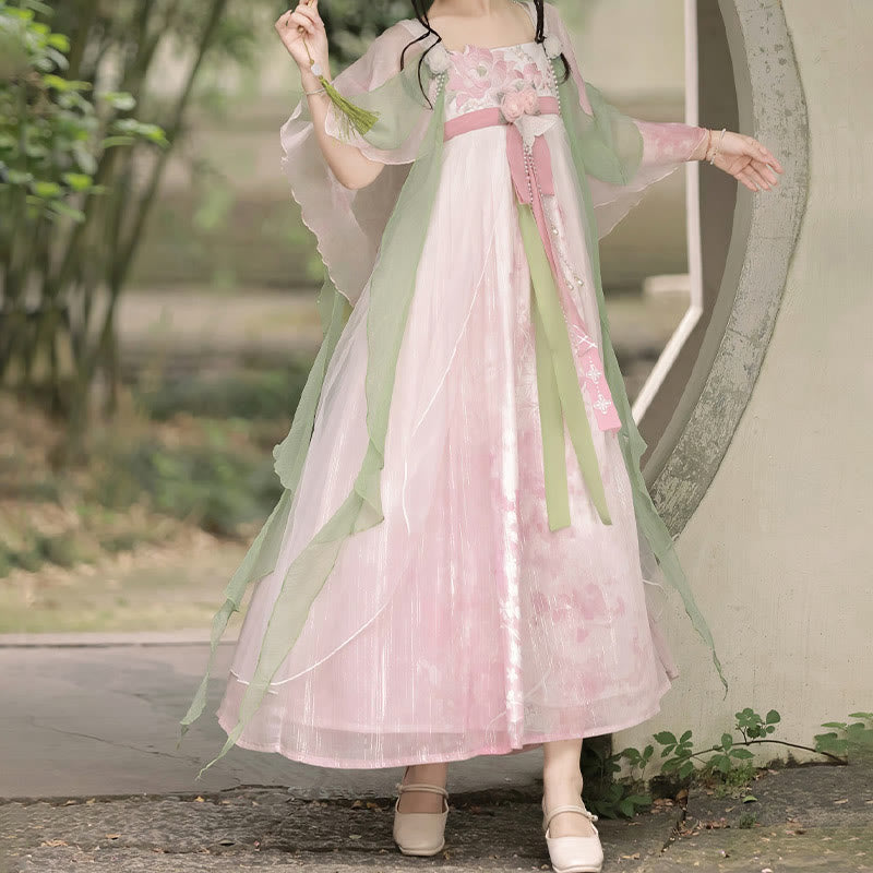 Costume Hanfu en maille florale