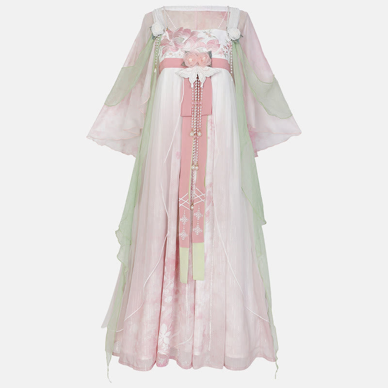 Floral Mesh Dress Hanfu Costume