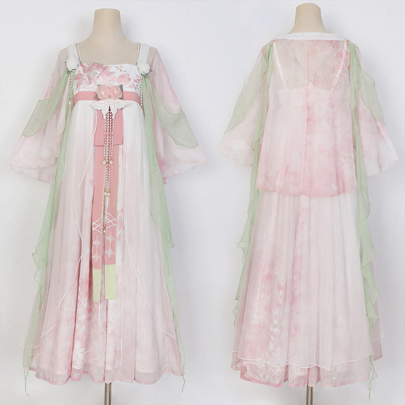 Robe en maille à décor floral doux Costume Hanfu