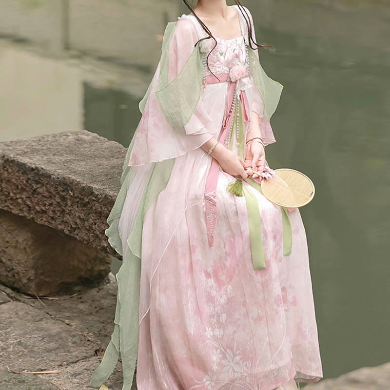 Costume Hanfu en maille florale