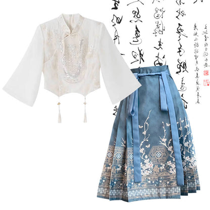 Schickes Langarmhemd mit Schnalle und Quaste, eleganter Faltenrock