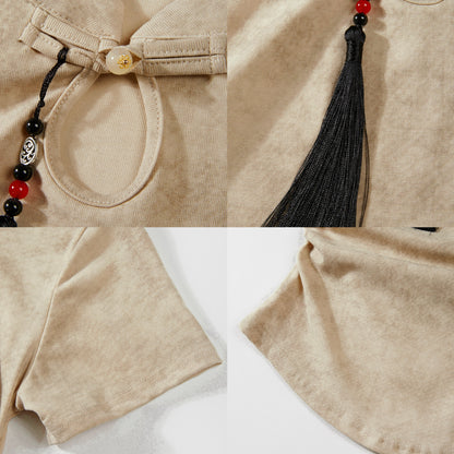 Vintage-Hemd mit Schnalle und Quaste, hohe Taille, Faltenrock mit Schnürung