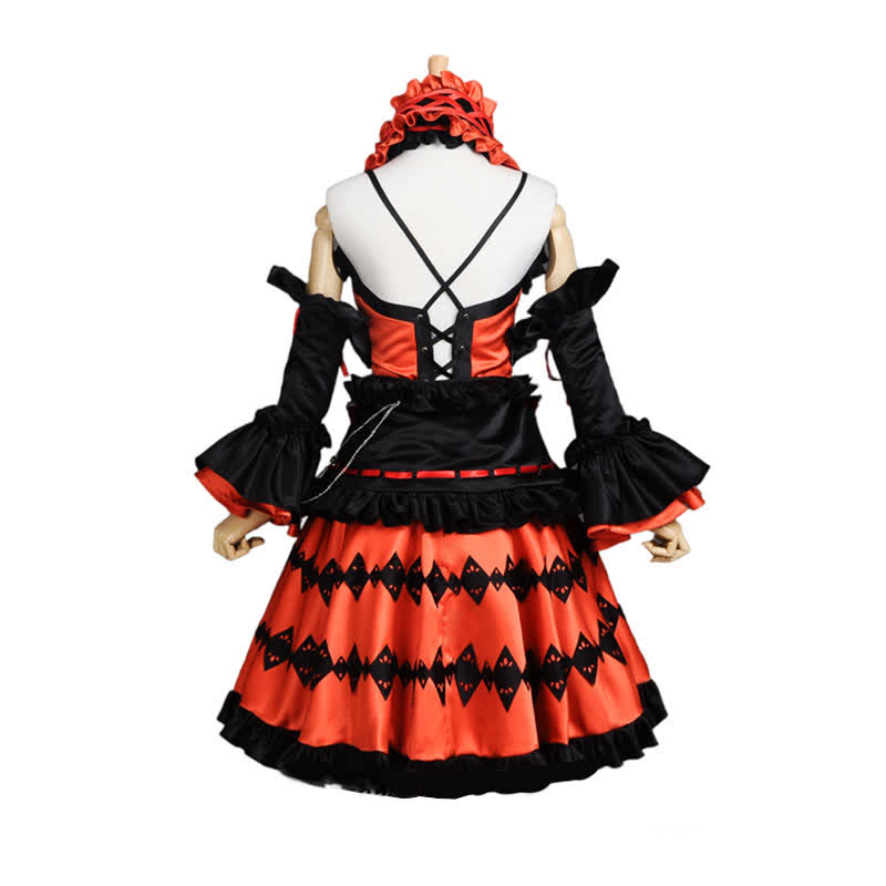 Rotes Lolita-Prinzessin-Cosplay-Schnürkleid