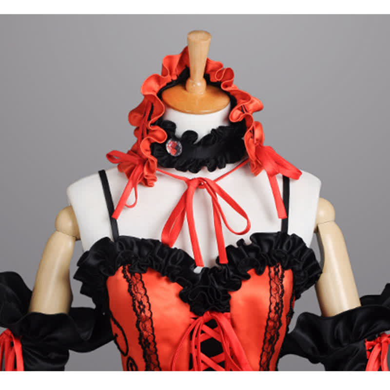 Rotes Lolita-Prinzessin-Cosplay-Schnürkleid