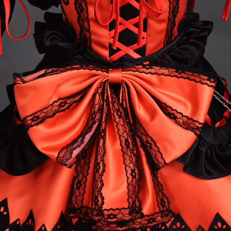 Red Lolita Princess Cosplay Lace Up Dress