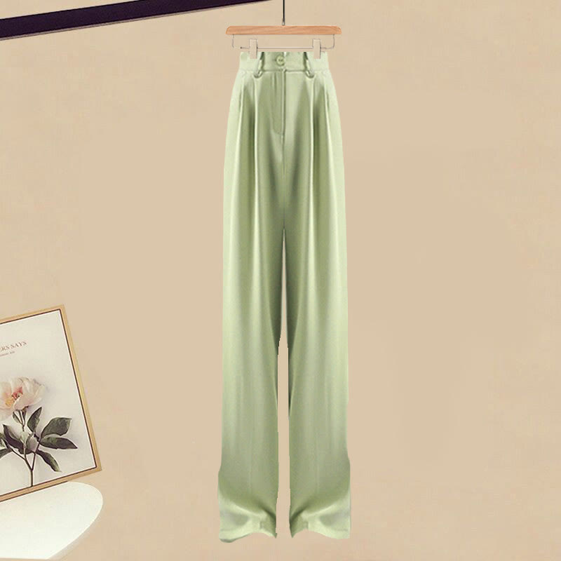 Two Top Pants Bow Pieces Green Casual