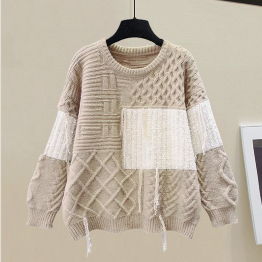 Pieces Color Pants Casual Block Two Sweater