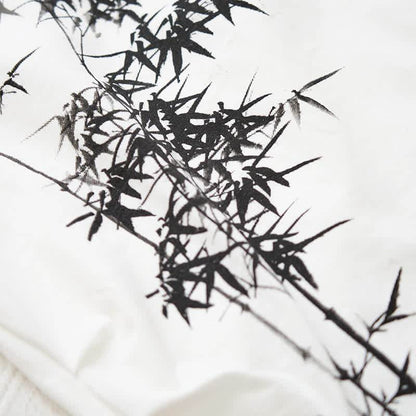 Tassels Vintage Waist Print T-Shirt High Bamboo Skirt Pleated