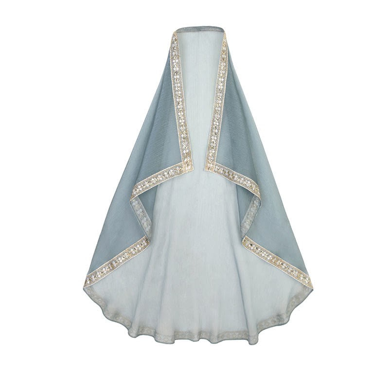 Vintage Pieces Top Lace Veil Sequin Four Skirt Embroidery Shawl