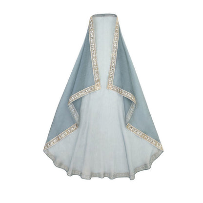 Vintage Pieces Top Lace Veil Sequin Four Skirt Embroidery Shawl