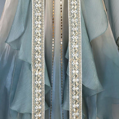 Vintage Pieces Top Lace Veil Sequin Four Skirt Embroidery Shawl