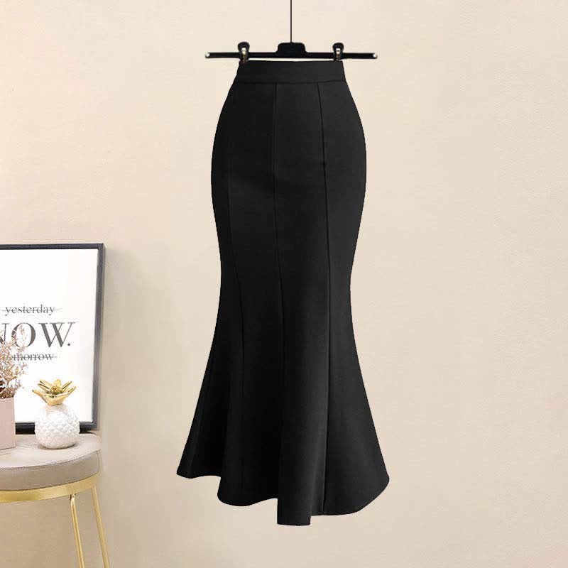 Cross Knit V-neck Skirt Pieces Sweater Two Fishtail