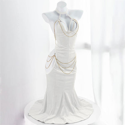 Hollow Fishtail Chain Sexy Dress⁠ Backless Out Halter