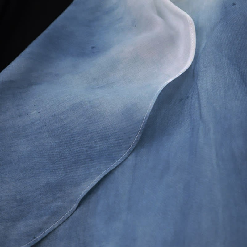 Out Slip Dress Cardigan Two Set Color Pieces Block Gradient Hollow