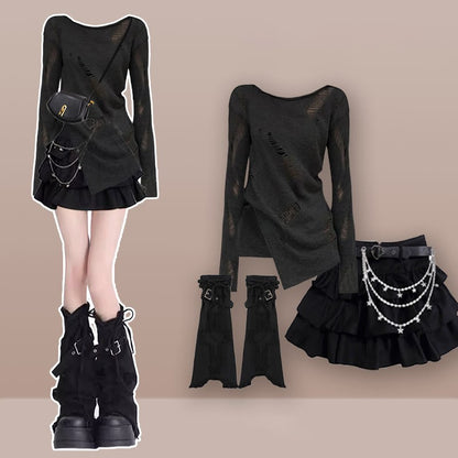 Cami Hollow Pieces Skirt Set Four Out Belt Leg Gaiters Top