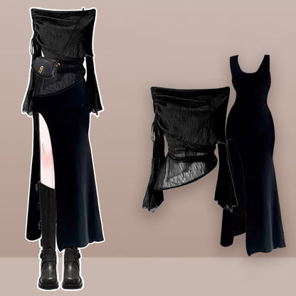 Slip Pieces Set Top The Shoulder Two Dress Off
