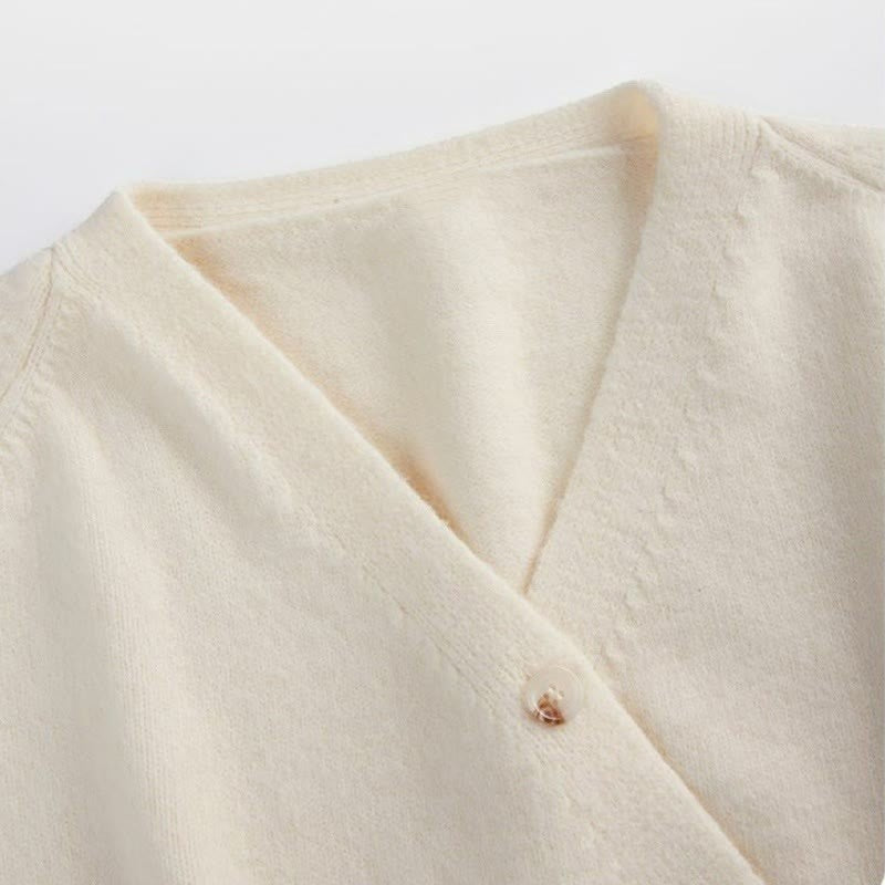 Two Set V-neck Pants Leg Cardigan Wide Knit Pieces