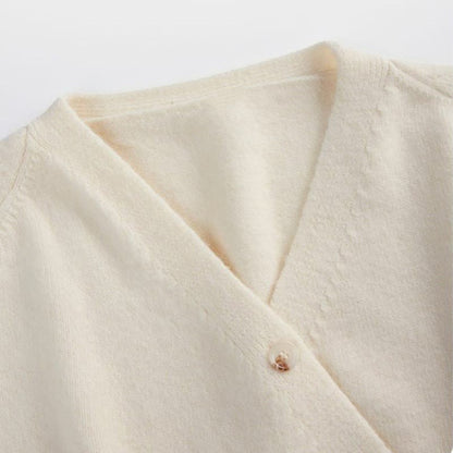 Two Set V-neck Pants Leg Cardigan Wide Knit Pieces