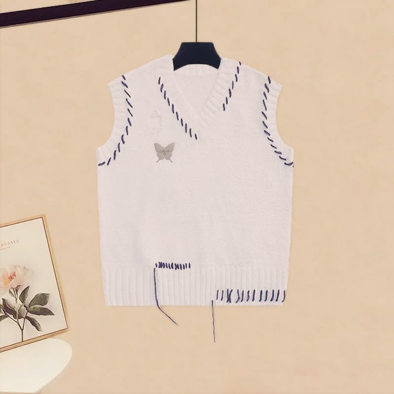 Three Pantskirt Knit Set Pieces Wide Vest Leg Shirt