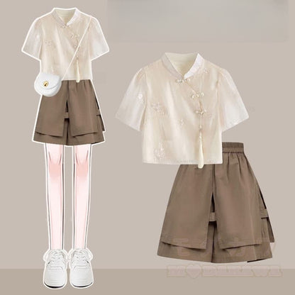 Tassels Set Loose Two Buckle Pieces Top Shorts Vintage