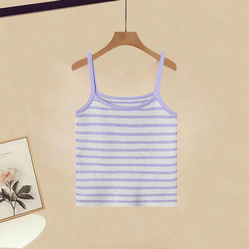 Set Pieces Three Pants Crop Loose Top Shirt Stripe