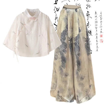 Buckle Shirt Wide Vintage Pants Leg