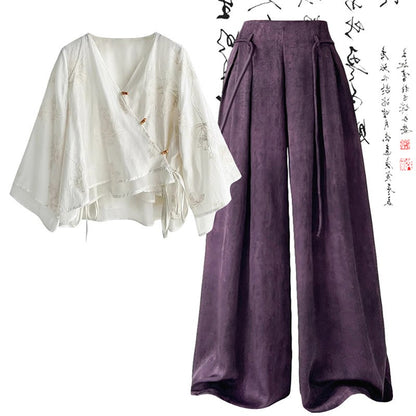 Vintage Buckle Wide Shirt Leg Pants