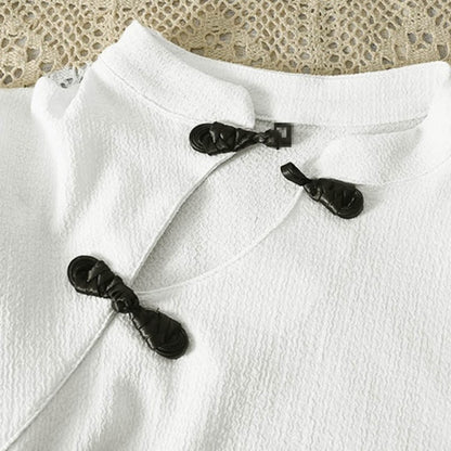 Pleated Buckle Lace-up Shirt Vintage Skirt