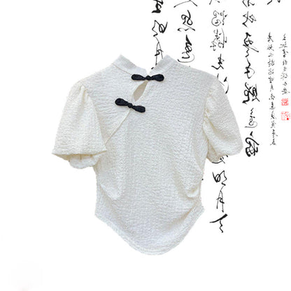 Pleated Buckle Lace-up Shirt Vintage Skirt