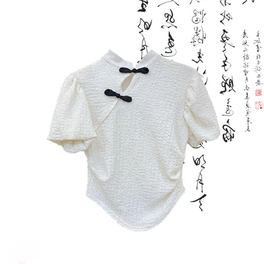 Pleated Buckle Lace-up Shirt Vintage Skirt