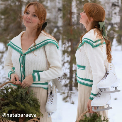 Two Sailor Slip Sweater Dress Denim Skirt Pieces Cable Collar