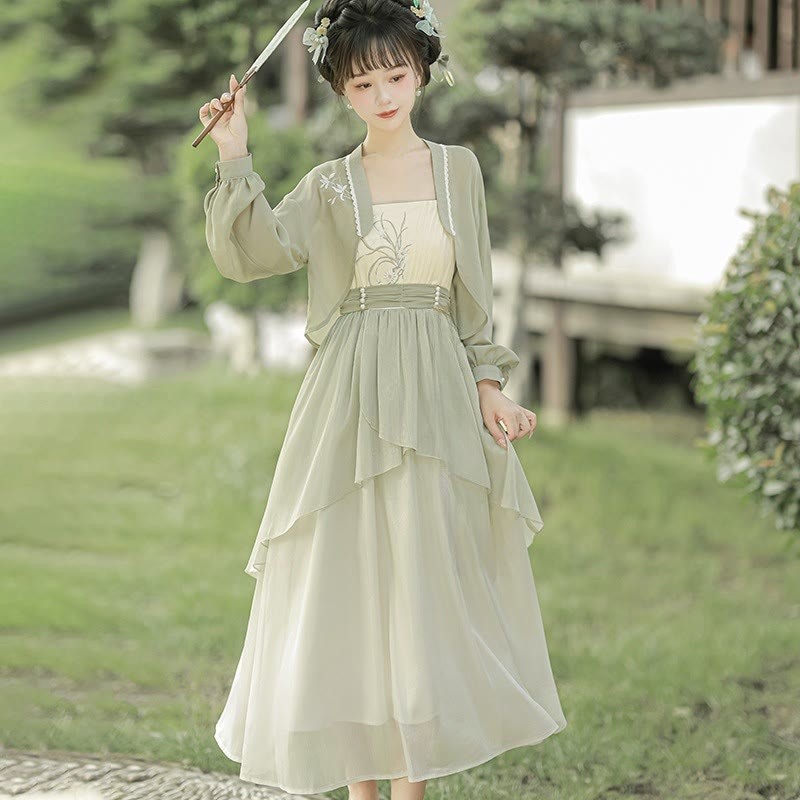 Embroidery Cardigan Orchid Vintage Slip Dress