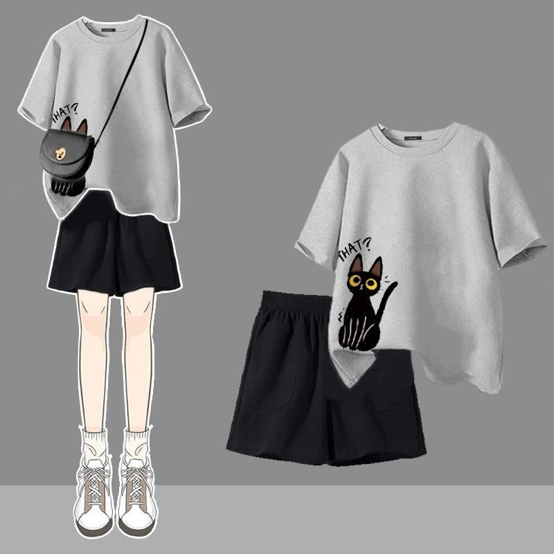 Shorts THAT Two T-shirt Pieces Kitty Print Set