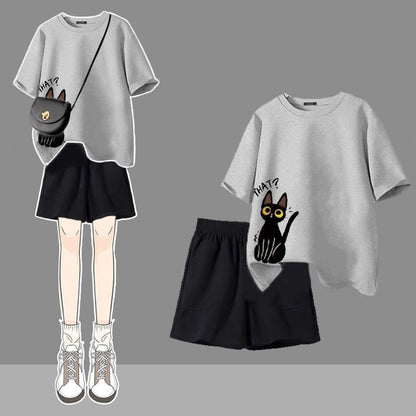 Shorts THAT Two T-shirt Pieces Kitty Print Set