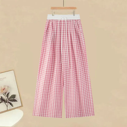 Print Set Coverup Plaid Pants Two Pieces Star